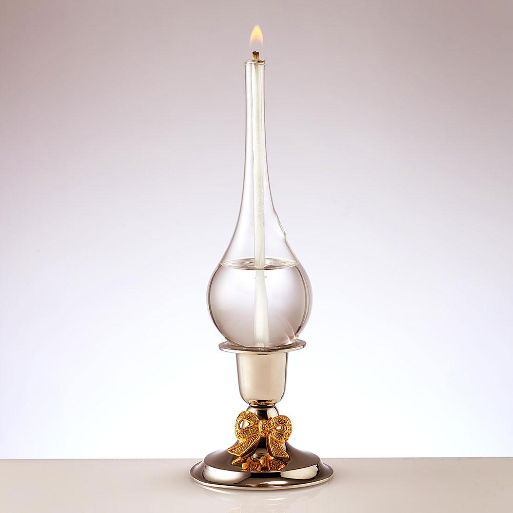 Silver plated holder with bow